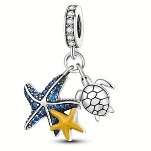 Starfish and Turtle .925 Silver Charm